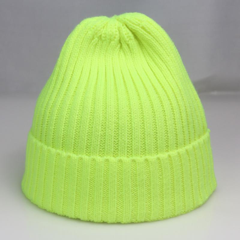 

Bright Plain Knit Beanie Winter Women's Hats Blank Crochet Striped Skullies Cap Neon Yellow Hot Pink Grey White