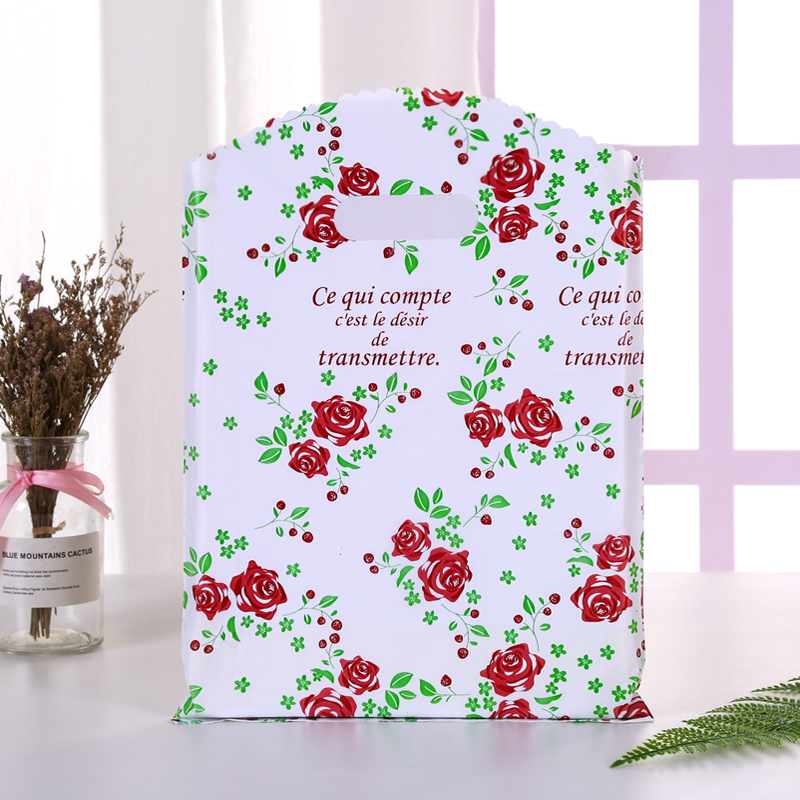 

50pcs 20*26cm Plastic Handle Bag Small Jewelry Packing Bag Party Favor Bags For Candy Cookie Gift Box Packaging