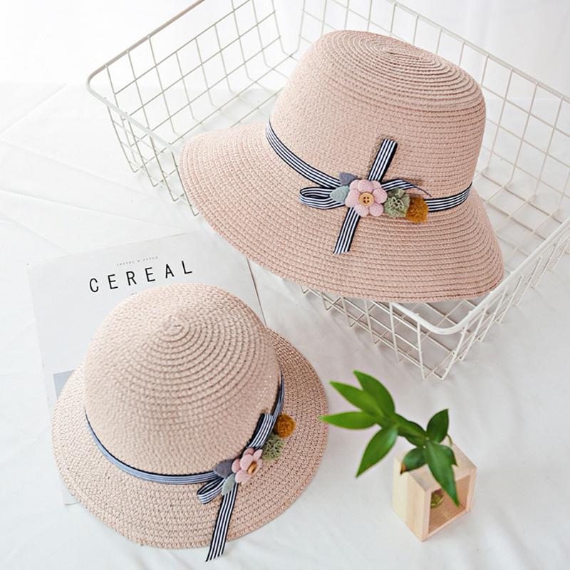 

2020 Beach Flower Straw Hat Sunscreen Bow Knot Vacation Solid Bucket Hat Women Fashion Summer Fishing Caps Shade Foldable Hats, Green