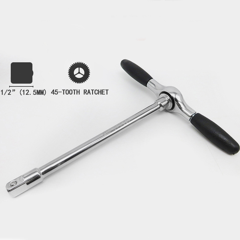 

1/2" T Type Socket Wrench Two-way 45-tooth Ratchet Handle Wrenches with Removable Handle Quick Ratchet Spanner Auto Repair Tools