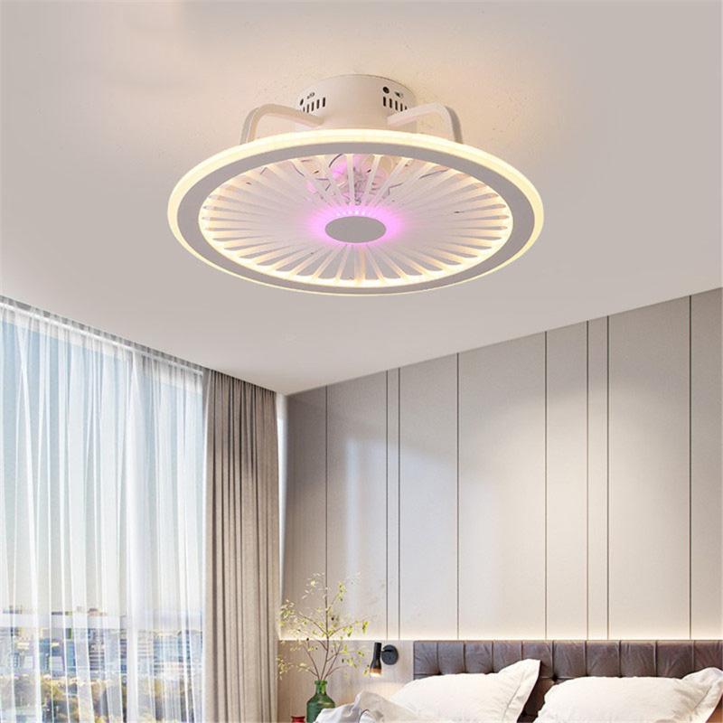 

2020 new led pink luster bladeless ceiling fan with light remote control living room bedroom kitchen modern lighting fixtures