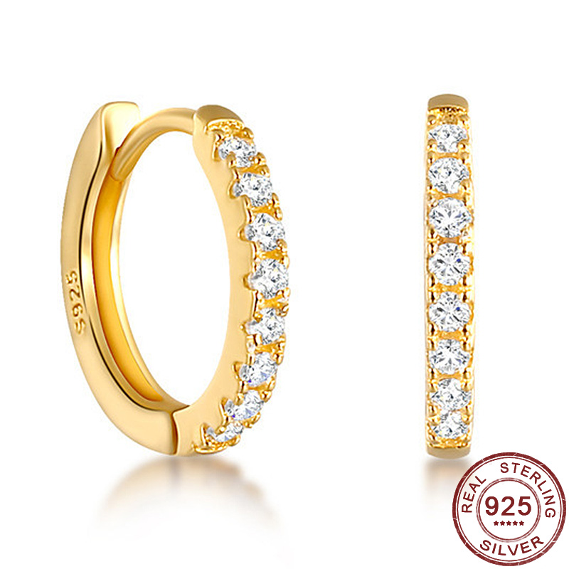 

925 Sterling Silver CZ Stones Small Hoop Earrings Fashion Hypoallergenic Earrings for Women Ear Jewelry Anniversary Girls Gifts