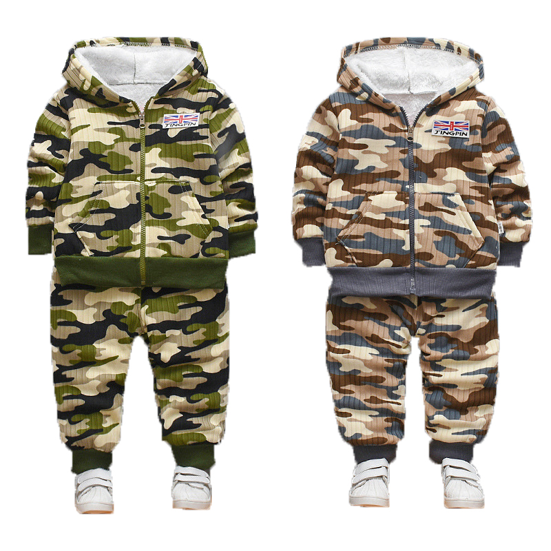 

Winter Baby Boys Clothing Sets Gentleman Boy Camouflage Warm Hooded Coats Pants Suit Baby Girls Thick Tracksuit Kids Clothes Set, Green