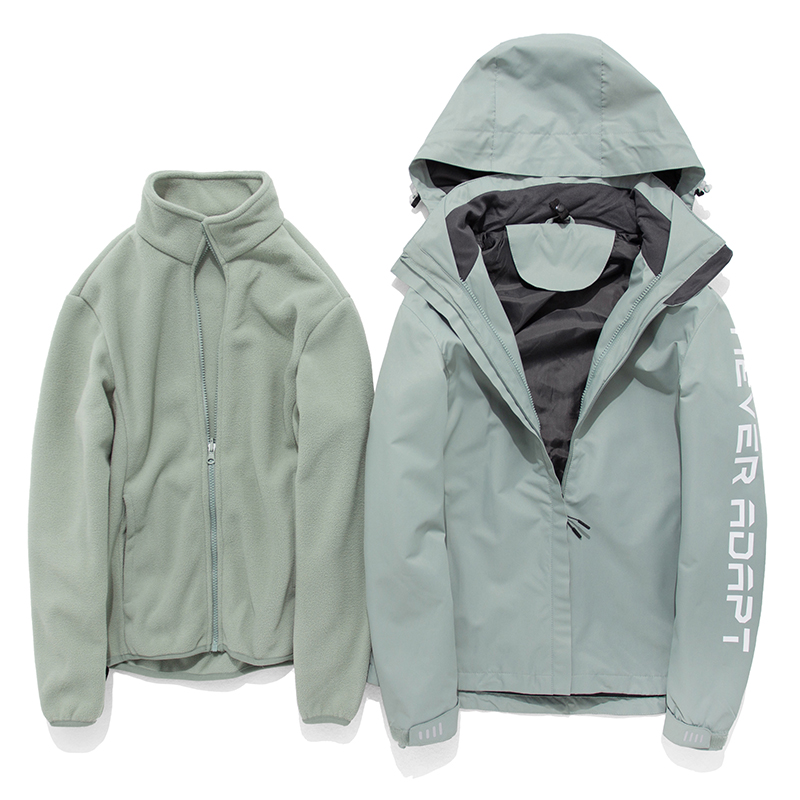 

Windbreaker Outdoor Jacket Women Men Water Resistant Climbing Camping Hiking Coat Fishing Two Piece Removable Jackets, Men green