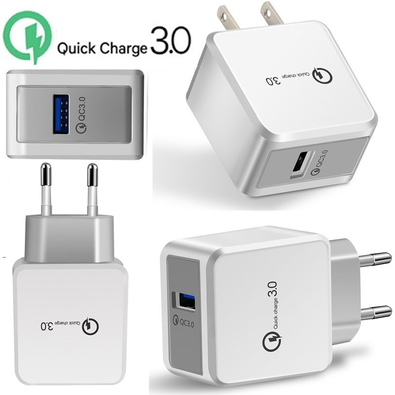 

Fast Adaptive Wall Charger QC 3.0 5V 2.4A 9V 1.8A 12V 1.5A EU US UK Plug Adapter For Samsung S8 S10 htc Android phone