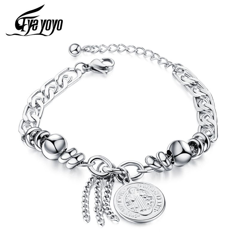 

EyeYoYo Religion Bracelet Christ Catholic Cross Round Card Bracelet