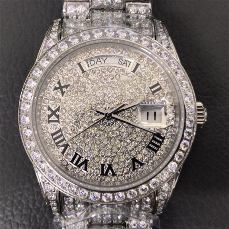 

2020 Full Diamond Luxury Mens Designer Watches 18k Gold Sapphire Automatic Mechanical Movement Sweep Self -Winding Wristwatches Orologio D, Only box