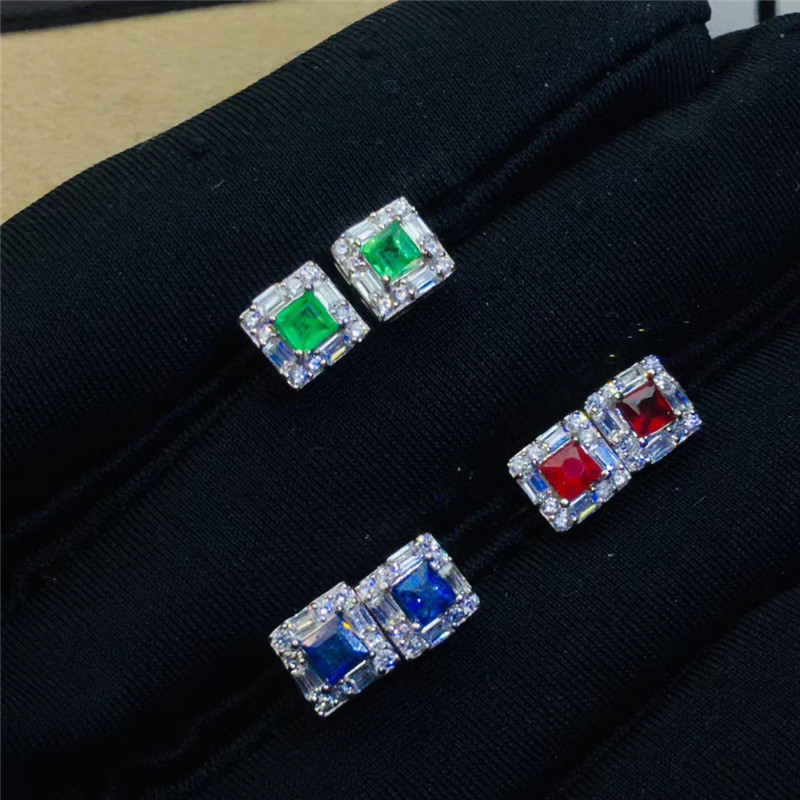 

Fashion Emerald Earrings for Party Natural SI Grade Emerald 925 Silver Jewerlry Girl Gift