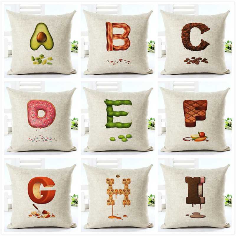 

Borges Store Fruit Printing Vegetables Cartoon Pattern Letter Pillow Cover For Home Living Cloth Cotton Pillowcases Pillow Case