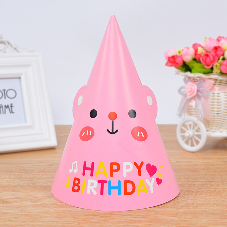 

10 PCS Korean version cute birthday hat children party sharp corner paper hat adult party creative dress