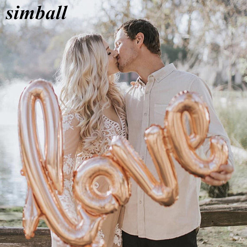 

108x65cm Giant Link Love Foil Helium Balloons Rose Gold Letter Ballon Globos Valentine's day Wedding Party Decor Bridal Shower