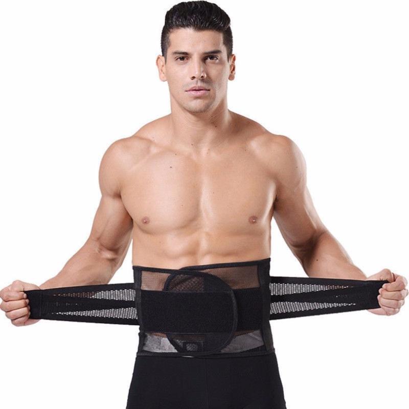 

Waist Tummy Trimmer Cincher Girdle Slimming Belt Sweat Band Body Shaper Wrap Waistband Belly Burn Fat Breathable Men Abdomen, Black