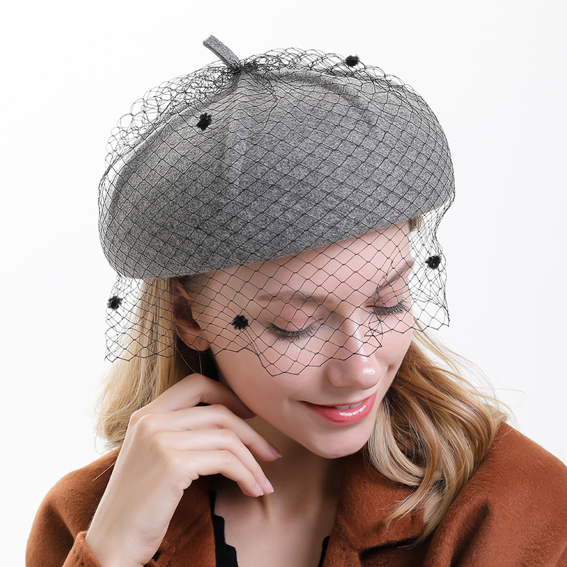 

2020 New Netting Wool Women Beret Autumn Winter Girls French Artist Beanie Hat Cap Elegant Temperament Vintage Hat