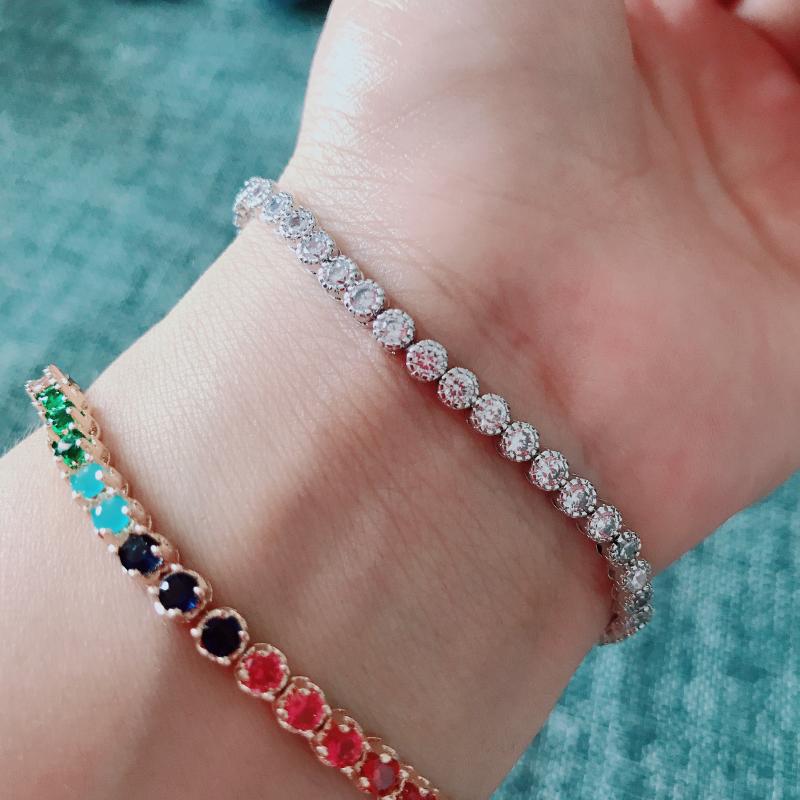 

Luxurious Zircon Elements Round 3mm Tennis chain Bracelet gorgeous trendy bracelet for women Femme Fashion Jewelry S0160