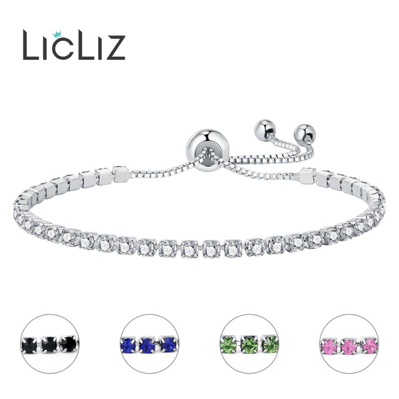 

LicLiz 2020 Fashion New Zircon Green Blue Black Clear Crystal Tennis Bracelet for Women CZ Box Chain Bracelet Jewelry LUB0124