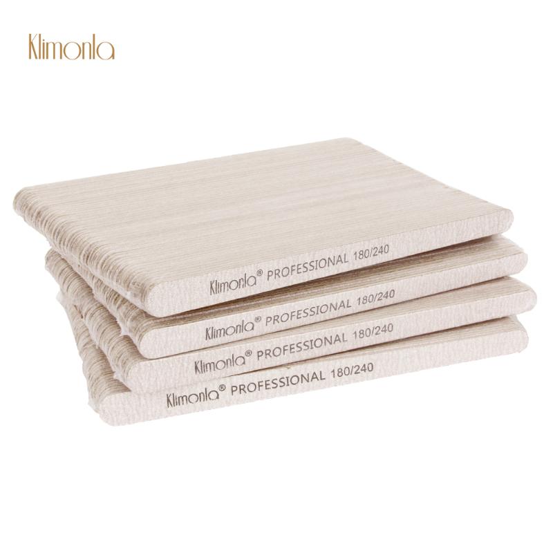 

200Pcs/lot Klimonla Wooden Nail File 100/180/240 Grit Professional Gray Manicure Sanding Nail Art File Grinding Nails Care Tool