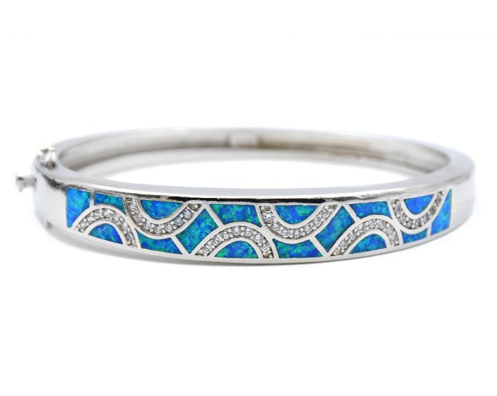 

Blue Fire Opal Bangle Bracelet Cuff Jewelry For Women