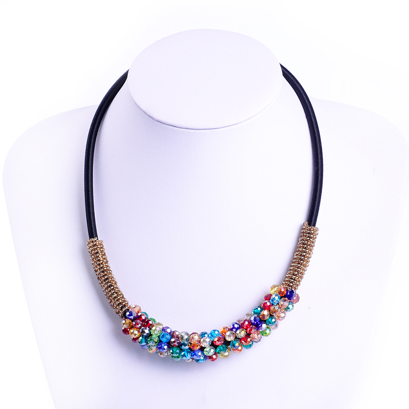 

new fashion trendy multi-color AB multi-faceted crystal Porcelain beads chain strand women necklace