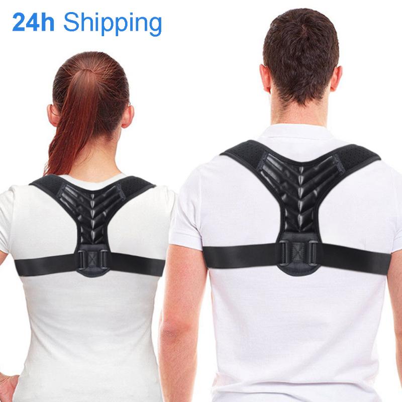 

Back Support Adjustable Posture Corrector Belt Clavicle Spine Men Women Workplace Outdoor Upper Shoulder Lumbar Correction, Black