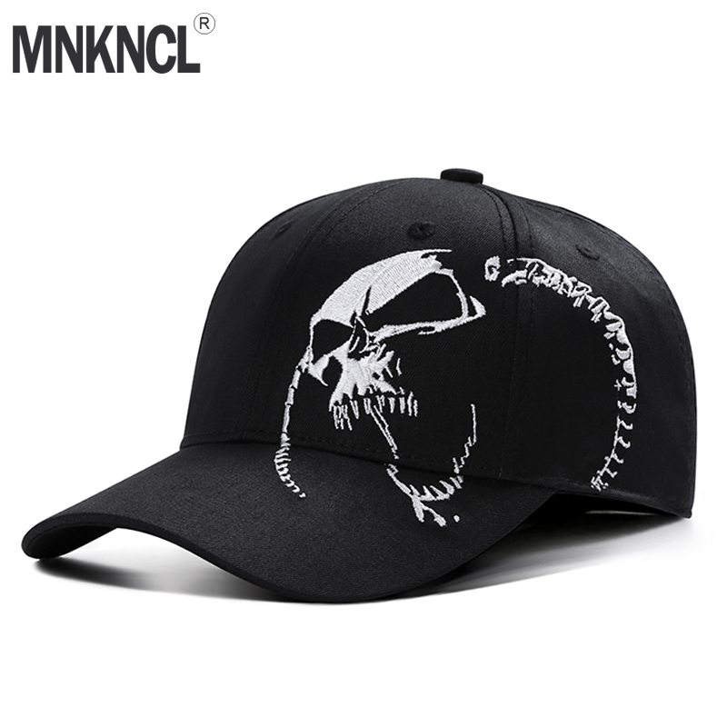 

High Quality Unisex 100% Cotton Outdoor Baseball Cap Skull Embroidery Snapback Fashion Sports Hats For Men & Women Cap, Black