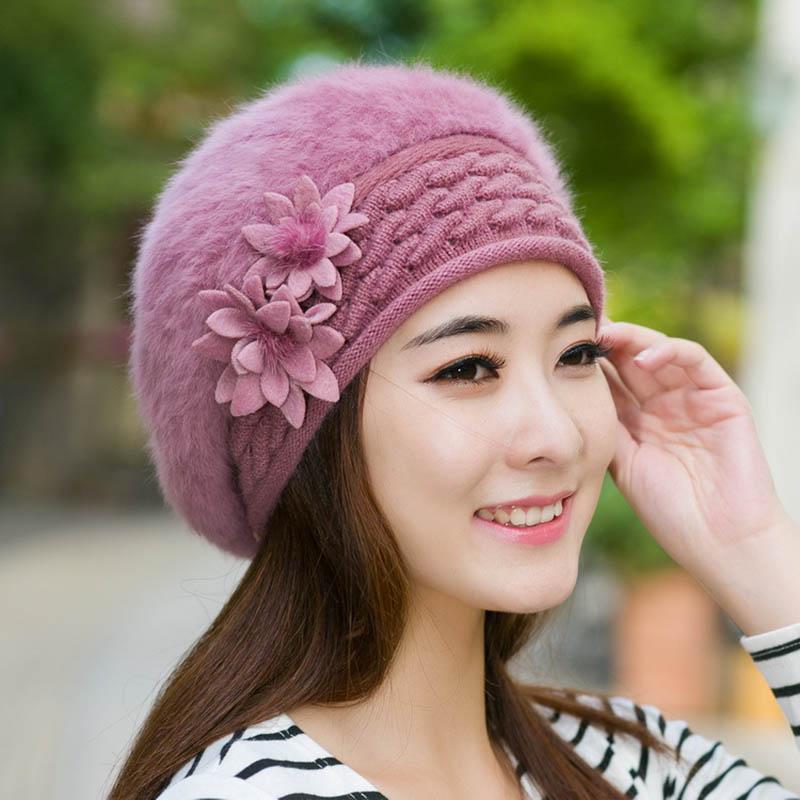 

Women Beanies Ski Hats Winter Warm Knitted Bonnet Caps Wool Fur Sports Beanie Solid Color Hats High Quality