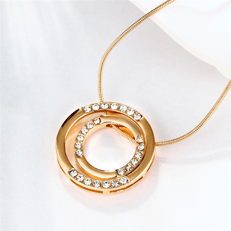 

Shiny Tiny Crystal Circle Round Necklaces & Pendants Silver Gold Color Trendy Chic Clavicle Chain Gifts Jewelry For Women