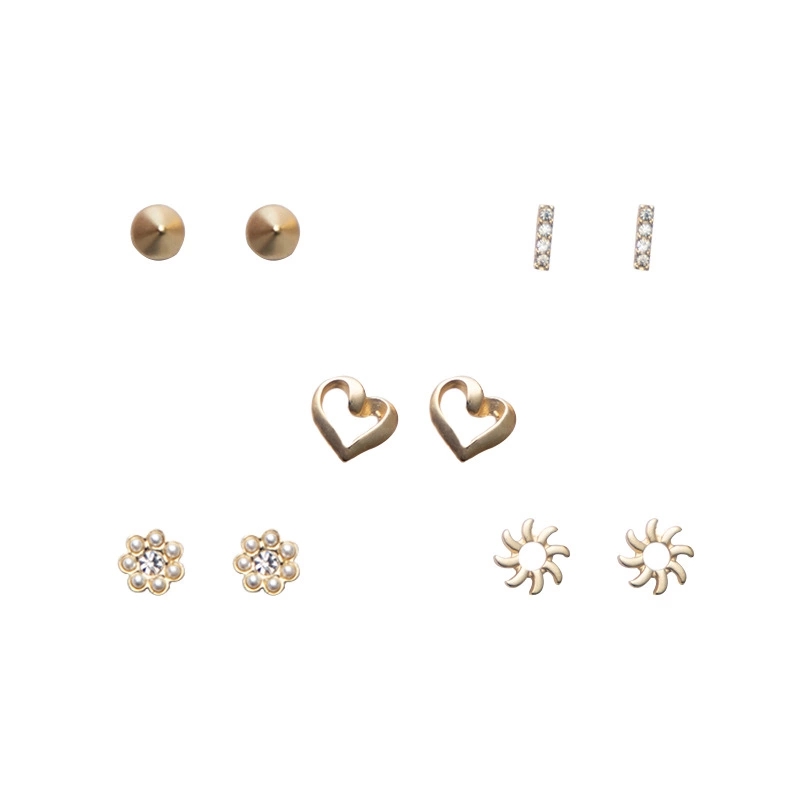 

MeiLD Set Stud Earrings Women's Jewelry 5 Pairs /Sets Personal Square Triangle Circle Ear Studs Fashion Women's Jewelry