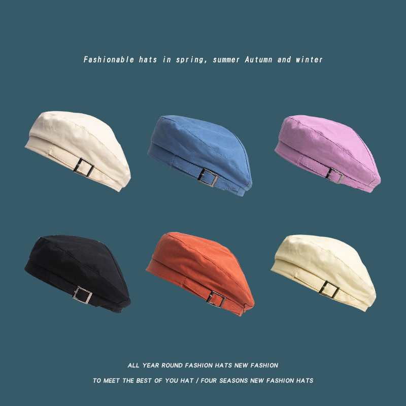 

Japanese Fashion candy color retro beret hat female summer Korean version of the wild simple painter hat literary bud, 01