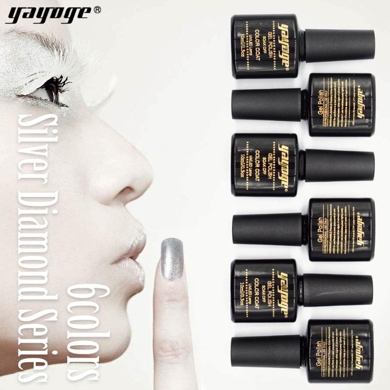 

YAYOGE gel nail polish supper diamond shining Silver glitter gel varnish LED UV Manicure 10ml/0.3oz soak off long-lasting, Silver glitter 1