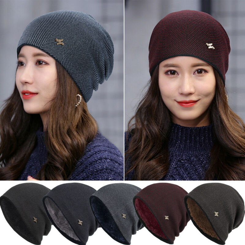 

Beanie/Skull Caps Men Women Unisex Thermal Beanie Winter Warm Wool Hats Thick Knit Ribbed Autumn Plus Velvet Knitted Hat, Black