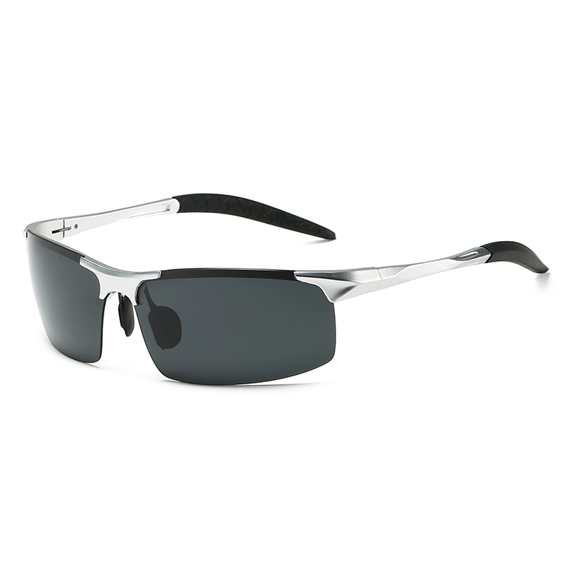

2020 Photochromic Men Sunglasses Aluminum Magnesium Frame Semi-rimless Plastic Material Lenses 8177 UV400 Protection Eyewear