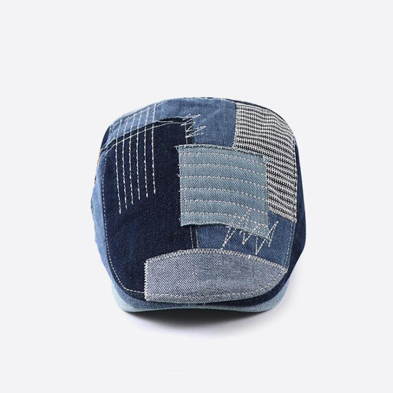 

2020 Autumn Washed Jeans Beret Hat for Men Women Casual Unisex Denim Beret Cap Fitted Sun Cabbie Flat Cap Gorras, As shown