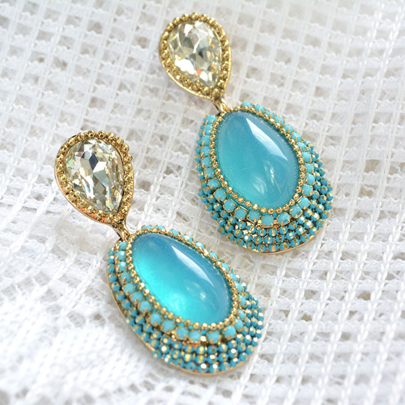 

OSHUER New Fashion 5 colors handmade Water Drops Rhinestone Earrings For Women