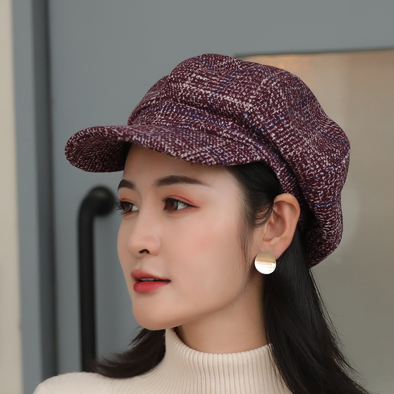 

Korean beret casual hat octagonal cap for women Hot selling high-quality autumn winter new hat female wild street headdress, Black