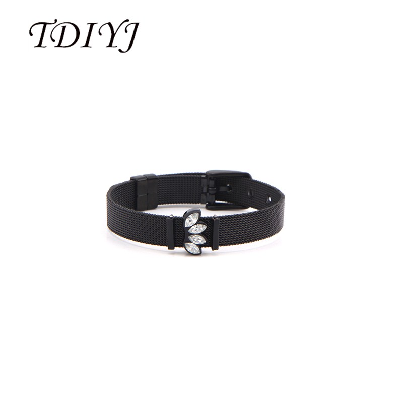 

TDIYJ Brand New Black Sunburst Slide Charms Wrap Mesh Bracelet Set for Women Summer Scenery Series