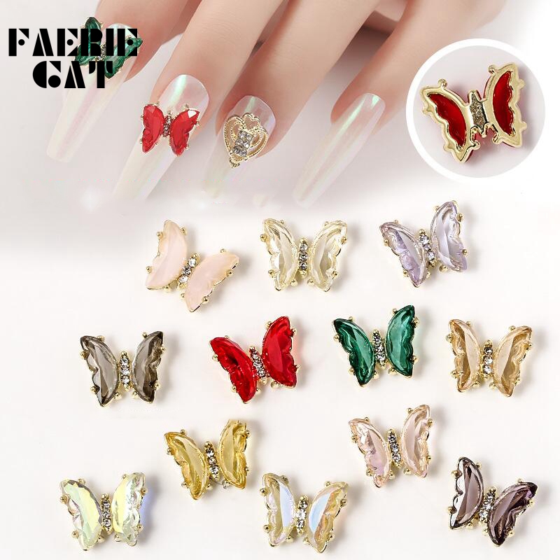 

10pcs Nails Accessories Bright Butterfly 3D Shape Crystal Butterflies Nail Rhinestones Jewelry Gel Polish Nail Art Decorations