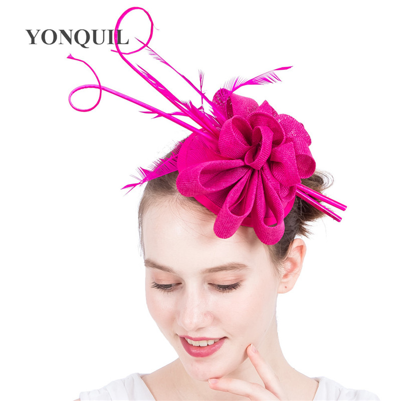 

New design High quality 17 colors party church fascinators hat fancy ostrich quill headpiece feather hair clips for occasion wedding SYF116