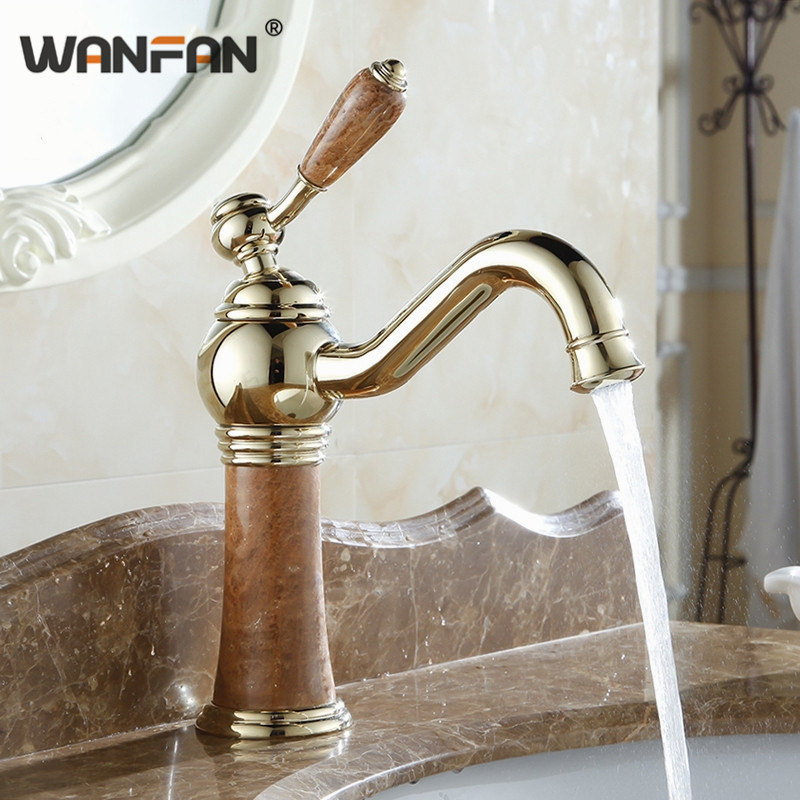 

European Style Marble Solid Brass Basin Faucet Bathroom Accessories Luxury Jade Rose Gold Single Handle Mixer Sink Tap AL-8907K