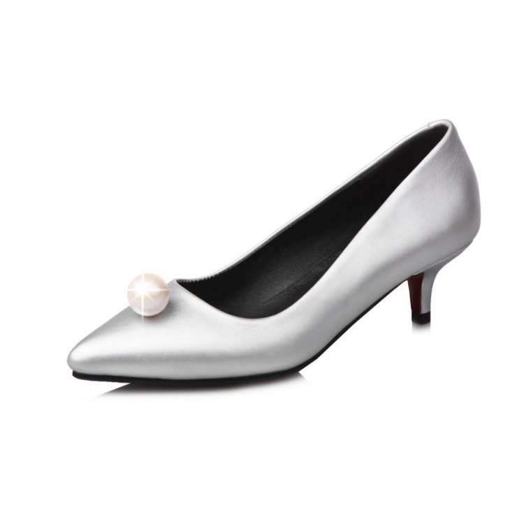 

Big Size Pointed pearl decorative shoes ladies high heels women shoes woman pumps, Black