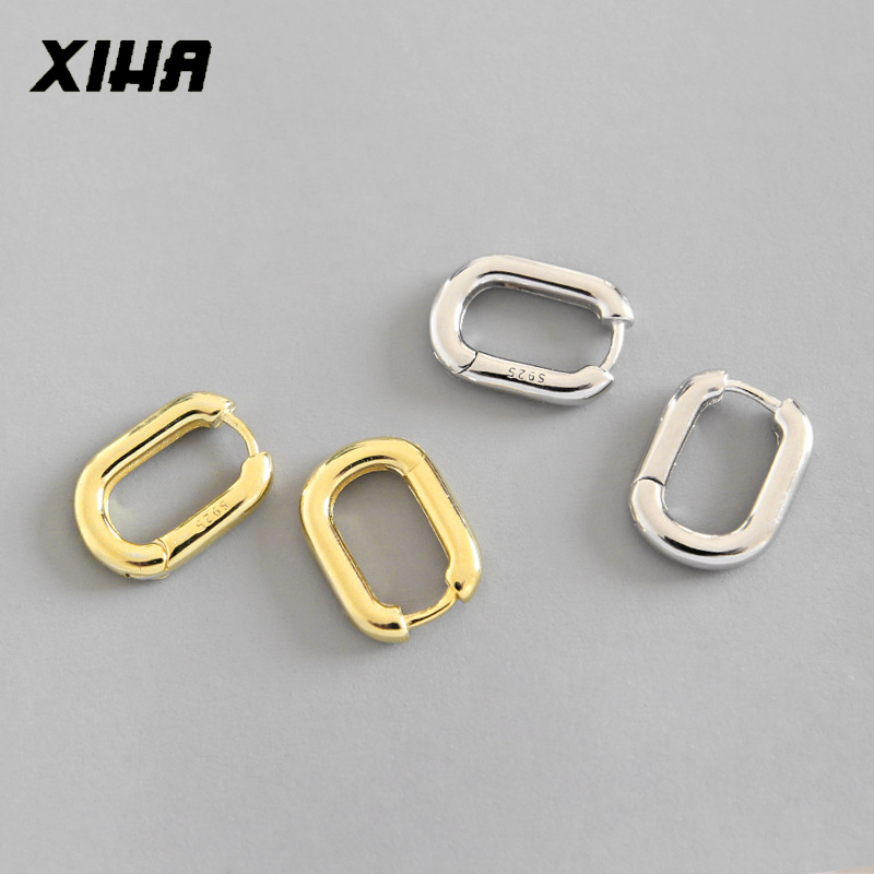 

Hoop & Huggie Korean 925 Sterling Silver Earrings For Women Gold Color Thick Earings Circle Round Earring Girls Ladies 2021