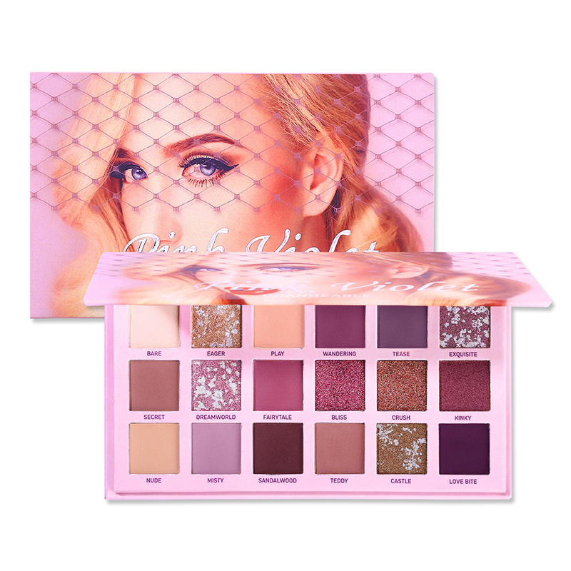 UCANBE Changeable Pink Violet Nude Eye Shadow Palette Makeup 18 Colors Matte Shimmer Glitter Eyeshadow Powder-image-583224589