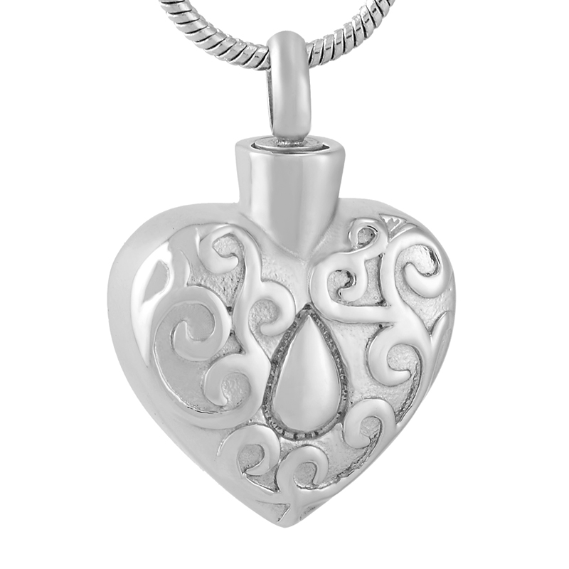 

IJD9719 Waterdrop Heart Shaped Stainless Steel Cremation Memorial Jewelry Necklace Ashes urn Keepsake Pendant for Women