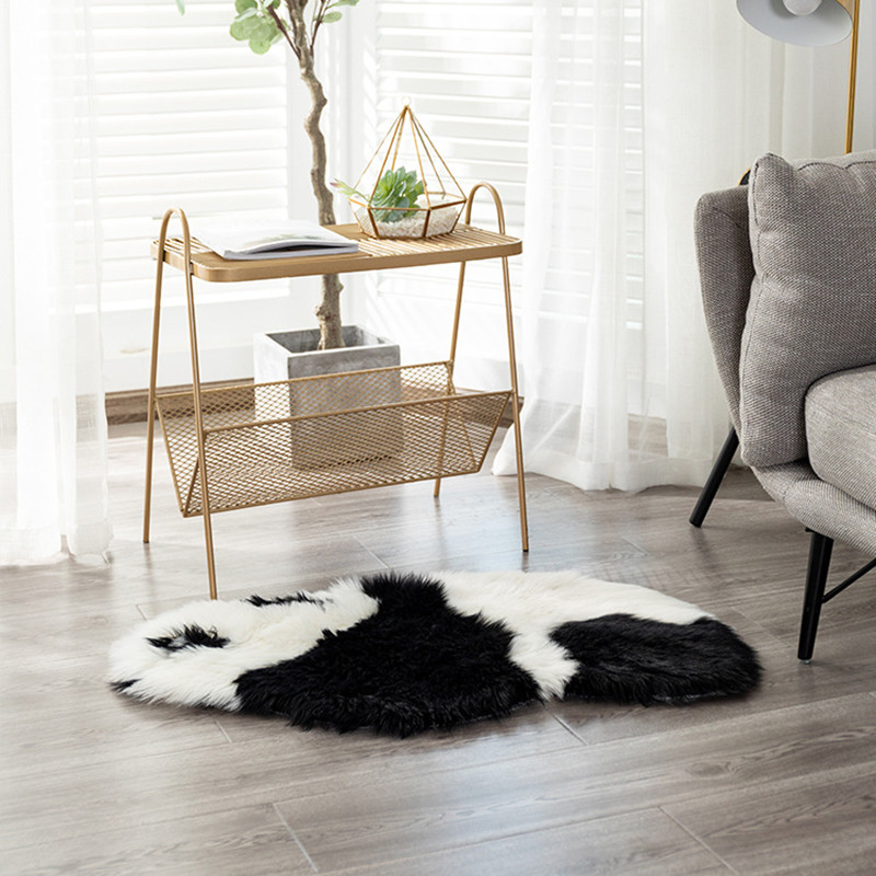 

lovely panda shape Soft Faux Sheepskin Fur Area Rugs for Bedroom Floor Shaggy Silky Plush Carpet White Faux Fur Rug