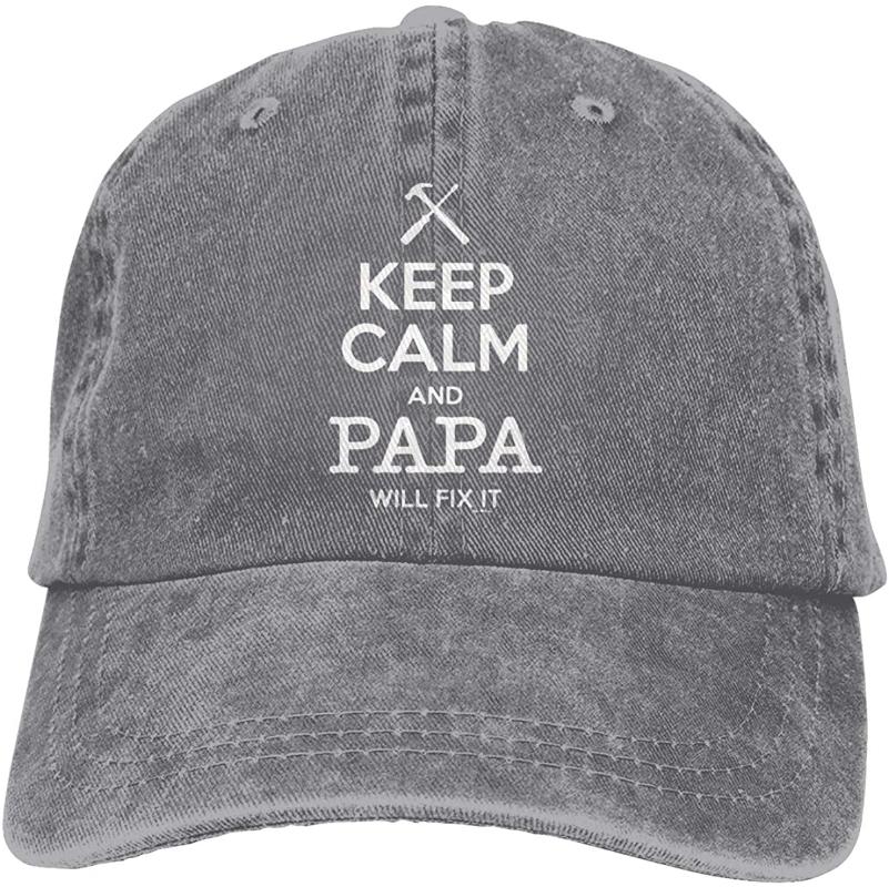 

Keep Calm and Papa Will Fix It Unisex Soft Casquette Cap Vintage Adjustable Baseball Caps, Black