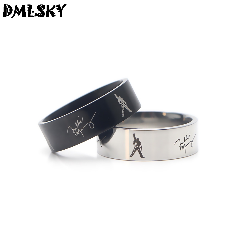 

DMLSKY Rock Singer Freddie Mercury Rings Jewelry Punk Ring for Women and Mens Stainless Steel Couple Rings M3035