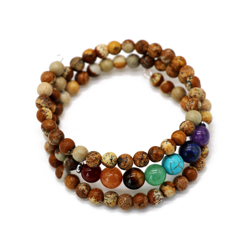 

ZWPON Long Natural Stone Beaded Wrapped Bracelets Bangles for Women Fashion Black Matte Lava YOGA Chakra Bracelets Jewelry