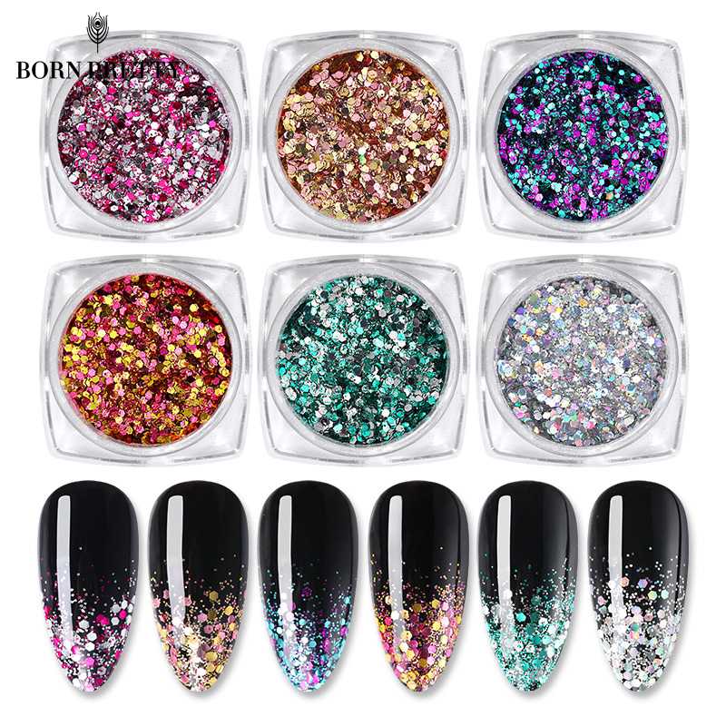 

BORN PRETTY Nail Glittery Sequins Nail Power AB Gradient Art Glitter Flakies Shining Art Decoration Accessories 1g