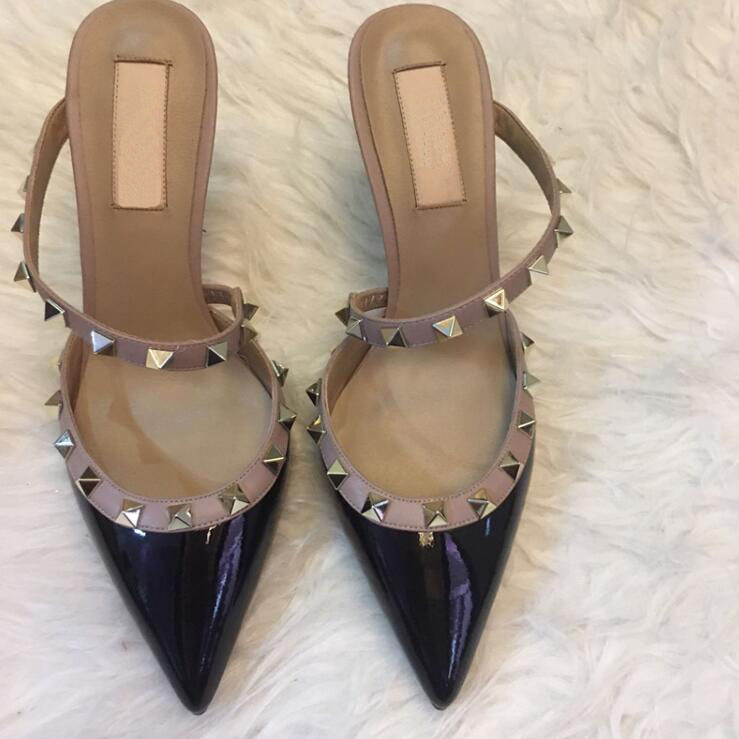 

Rivet Pointed High Heels 2020 Spring and Summer New Sandals and Slippers, Outdoor Wear Baotou Stiletto Sandals, 15