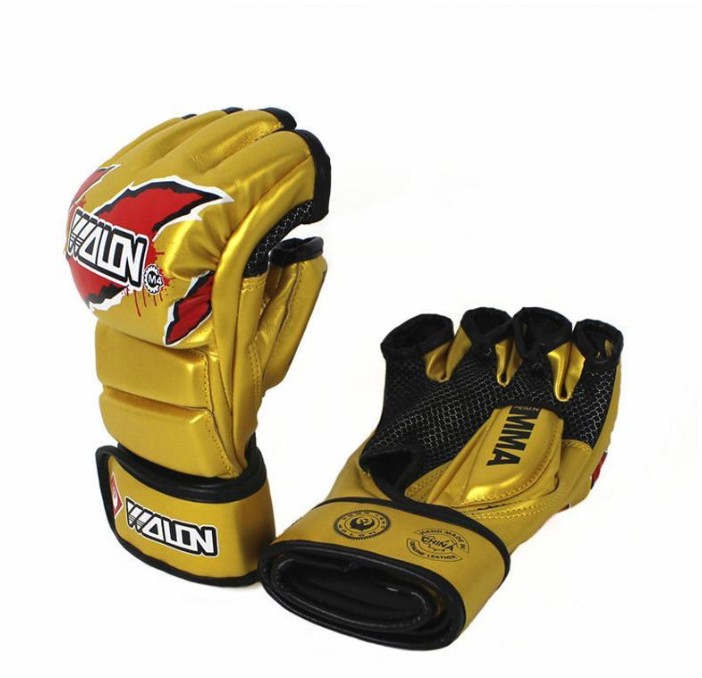 

Wholesale-taekwondo training glove boxing fighting gloves sprring foam paded UFC combat gold color mma glove high quality
