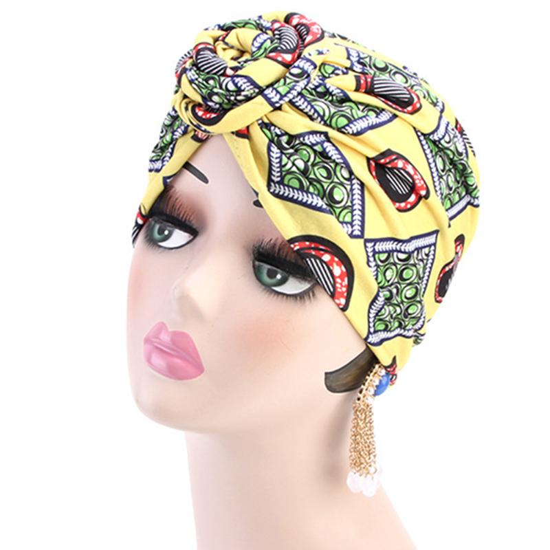 

Women Casual Gifts Twist Decorative Soft Ethnic Style Muslim Scarf Top Knot Cap Hairwrap Accessories Turban Hat Floral Daily, Orange